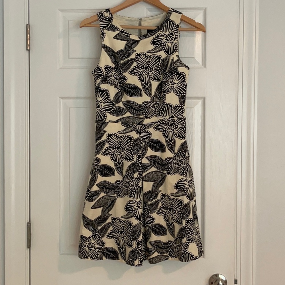 J. Crew Floral Cross Open Keyhole Back Dress